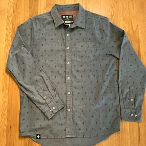 Ski The East Men's Large Blue/Gray‎ Pattern Long Sleeve Button-Down Shirt